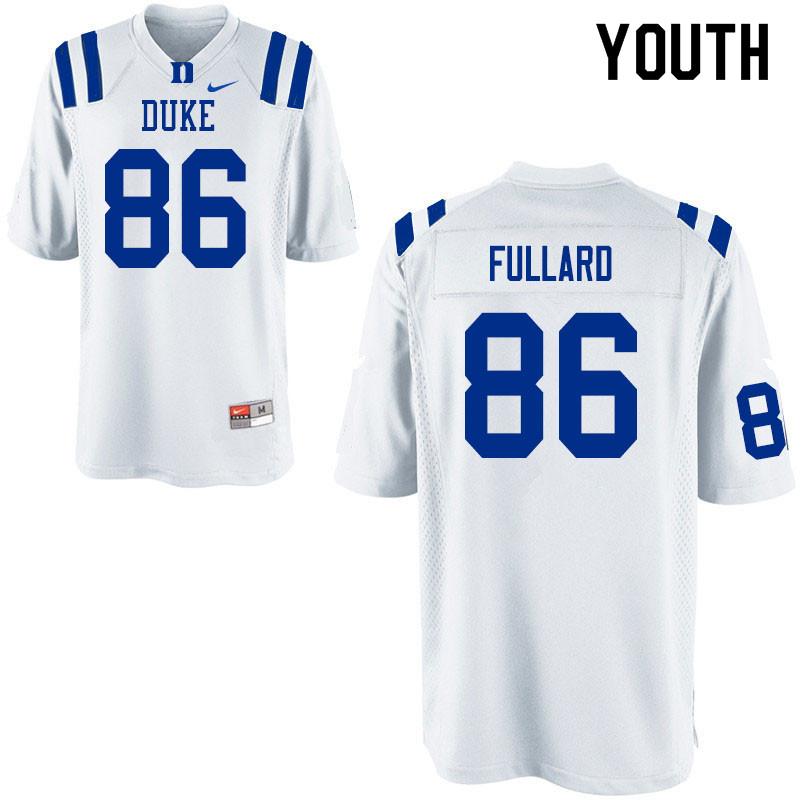 Youth #86 DJ Fullard Duke Blue Devils College Football Jerseys Sale-White - Click Image to Close